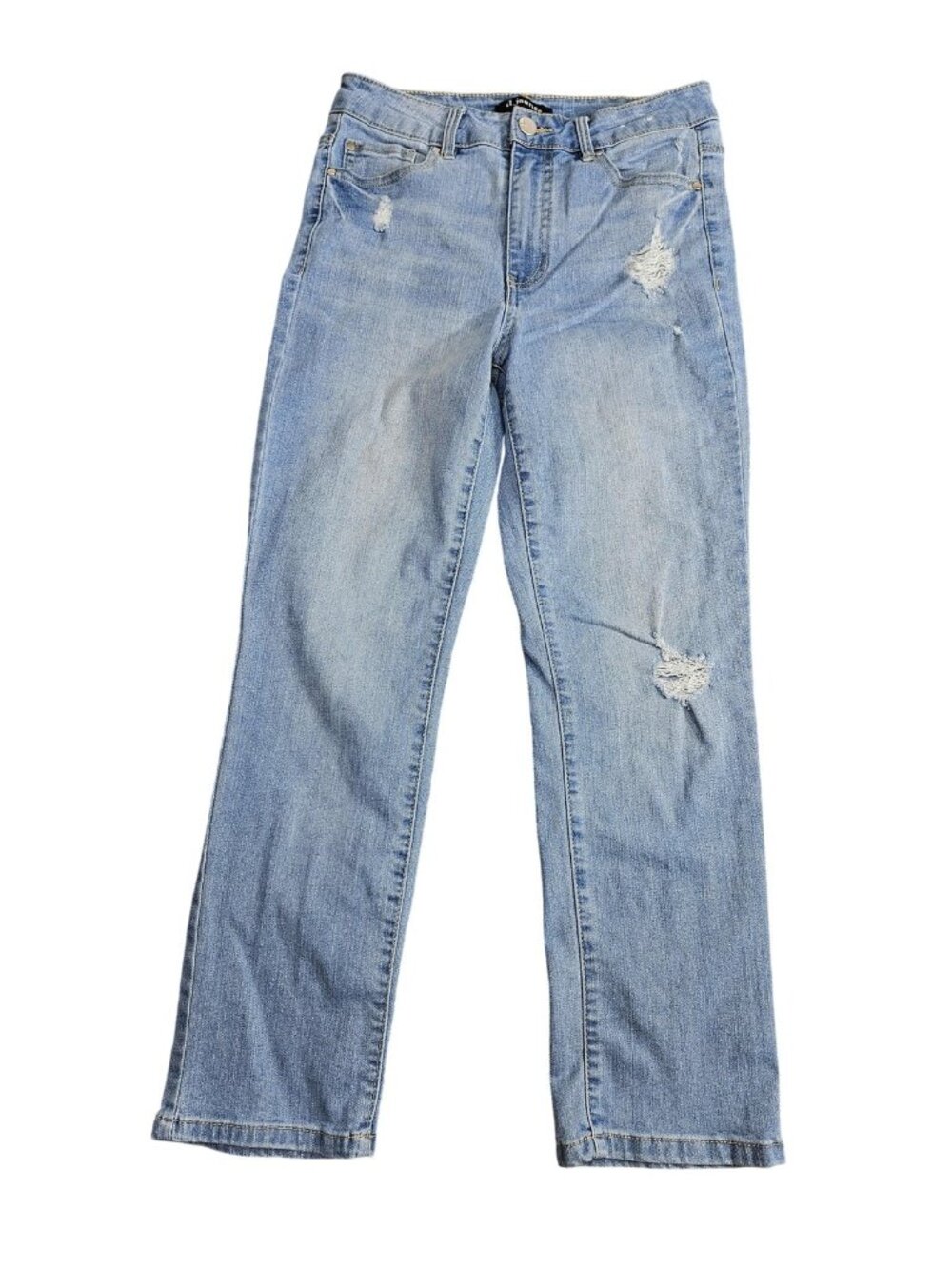D. Jeans Straight Jeans Womens 6 Blue Light Wash High‎ Rise Distressed Stretch